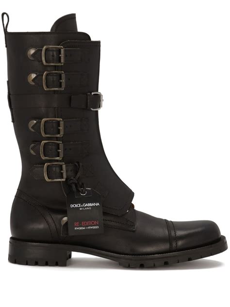 Dolce And Gabbana Re Edition Buckled Boots Black Farfetch