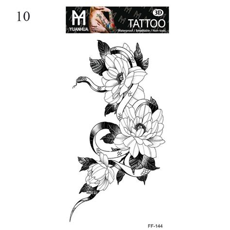 Sexy Flowers Waterproof Temporary Tattoo Stickers Black Fake Tattoos Womens Mens Ebay