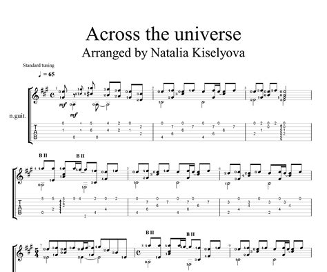 Across The Universe For Guitar Guitar Sheet Music And Tabs