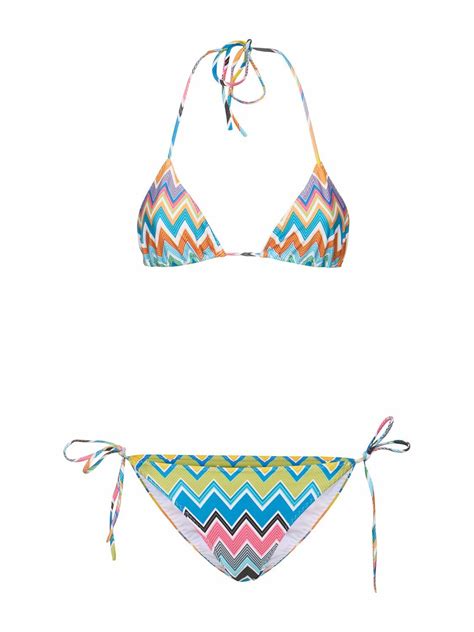 MISSONI Lycra Printed Zigzag Triangle Bikini Set Missoni
