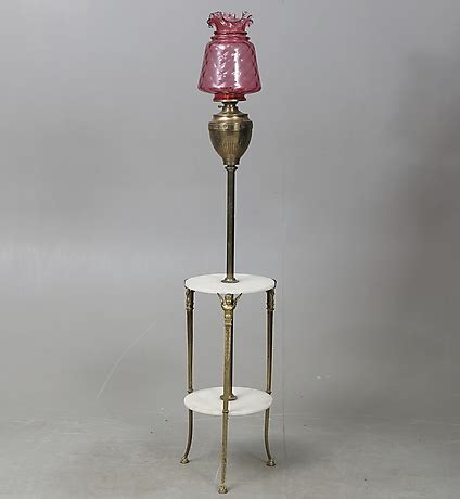 Golvfotogenlampa Empirestil M Ssing Och Alabaster Omkring