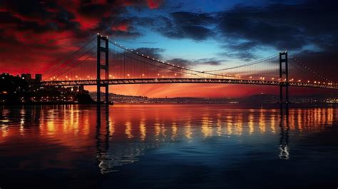 El puente del bósforo en estambul turquía por la noche es conocido como