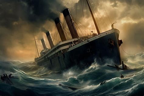 Premium AI Image | titanic ship with a large ship on the front