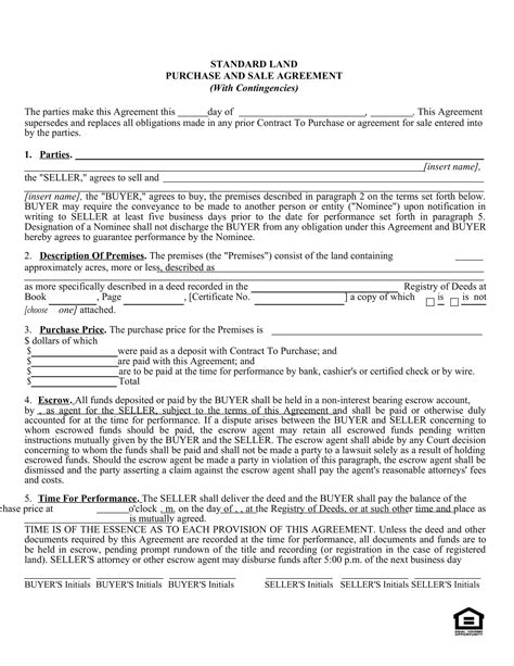 Free Printable Land Contract Templates [word Pdf] Simple