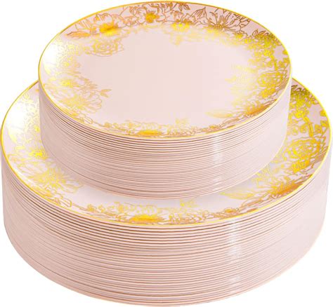 Comprar Liyh Pcs Clear Plastic Plates And Gold Trim Disposable