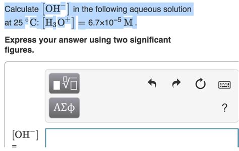 Solved Calculate Oh In The Following Aqueous Solution At Chegg