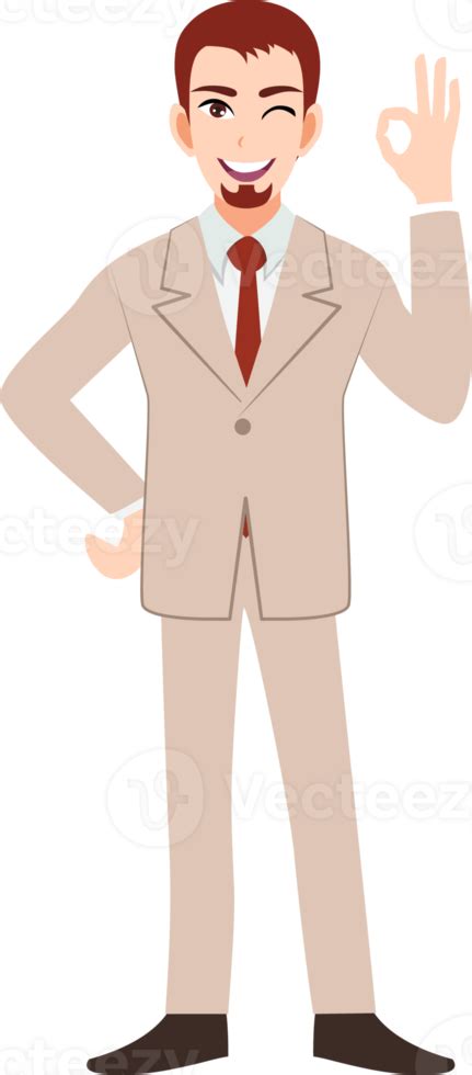 Businessman Cartoon Character Set Handsome Business Man In Office