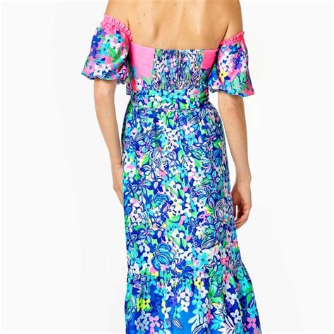 Lilly Pulitzer Dresses Lilly Pulitzer Zalie Offtheshoulder Midi Dress Borealis Blue Social