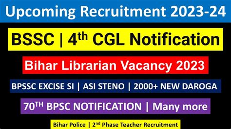 Bihar Upcoming Vacancy Asi Steno Excise Si Bssc