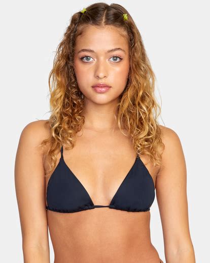 Solid Slide Triangle Bikini Top For Women RVCA