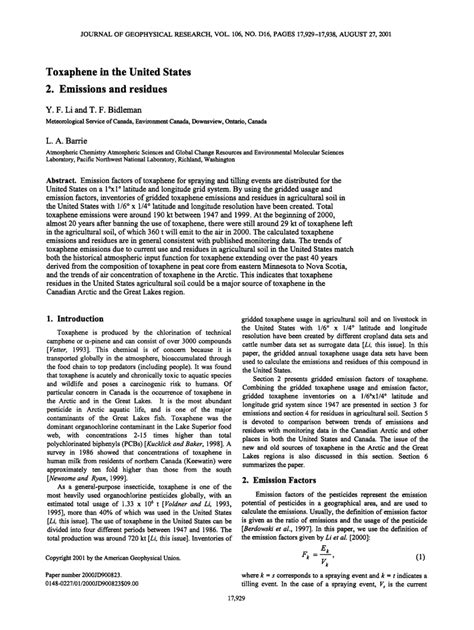 (PDF) Toxaphene in the United States 2. Emissions and residues