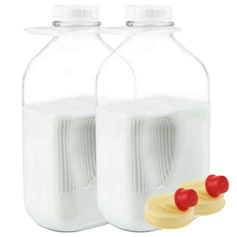 Kitchentoolz 64 Oz Glass Milk Bottle With Lids Half Gallon Milk Dispenser Container For