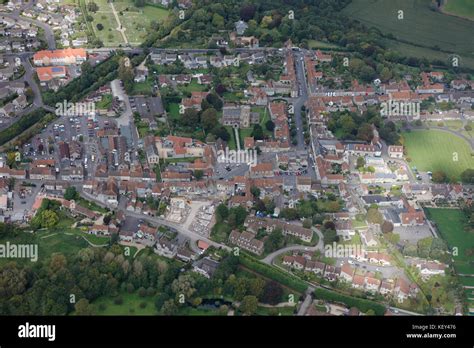 An aerial view of the town of Somerton in Somerset, South West England ...