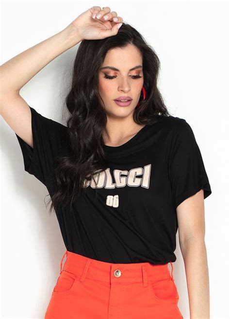 T Shirt De Malha Estampada Preta Colcci