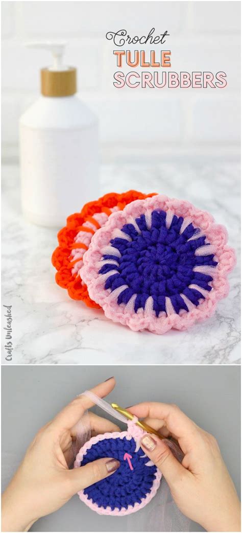 Crochet Scrubbies Pattern Using Tulle Consumer Crafts Crochet Scrubbies Scrubbies Crochet