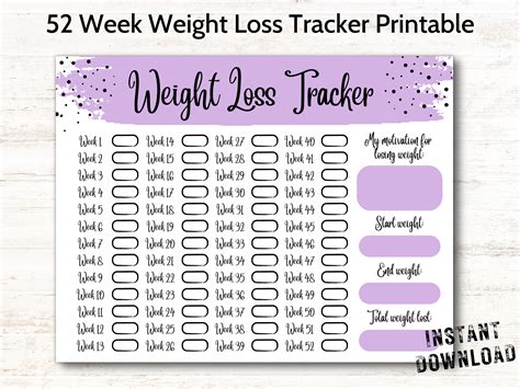 Weight Loss Tracker Printable Weight Loss Challenge Weekly Weigh In