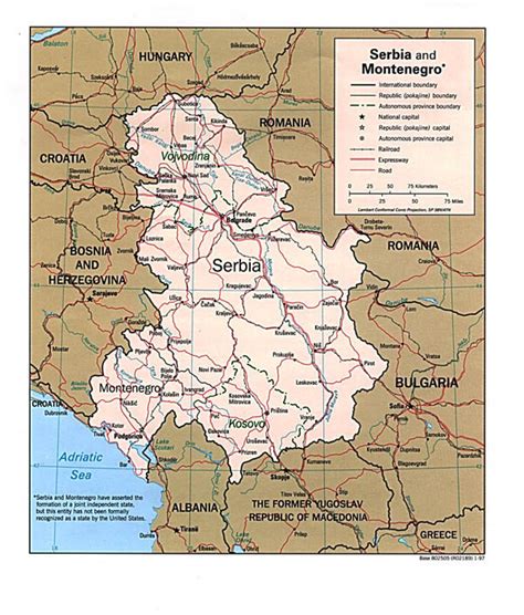 Road map of Serbia and Montenegro. Serbia and Montenegro road map ...