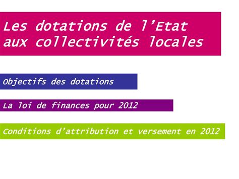 Ppt Les Dotations De Letat Aux Collectivit S Locales Powerpoint