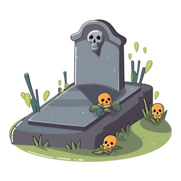 Cemetery Clipart Cartoon Graveyard In A Hill With Skulls Vector, Cemetery, Clipart, Cartoon PNG ...