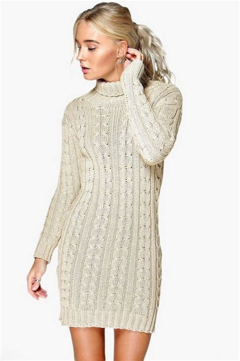 Lottie Cable Knit Jumper Dress Boohoo