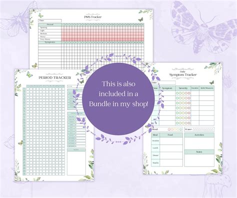 Pmdd Tracker Printable Pdf Period Tracker Symptom Journal Premenstrual Dysphoric Disorder Pmdd