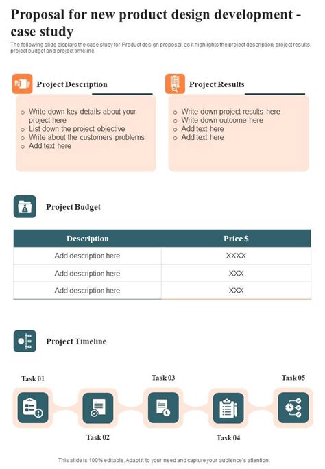 Proposal For New Product Design Development Case Study One Pager Sample