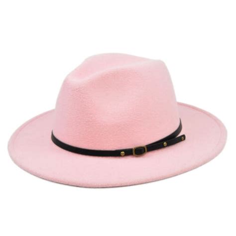 Wide Brim Wool Felt Fedora Panama Cowboy Girl Hat Casual Jazz Cap For