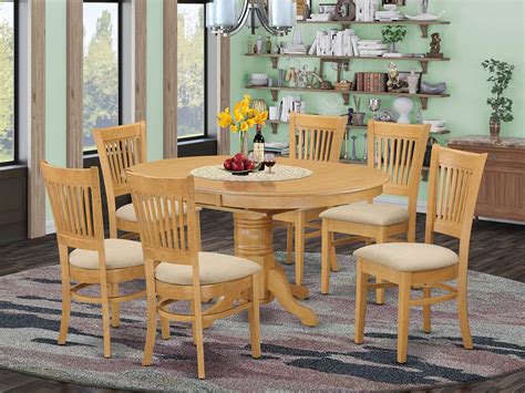 East West Furniture Avva Oak C Mid Century Dining Table Set