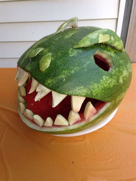 Carved T Rex Watermelon Watermelon Carving Watermelon Carving