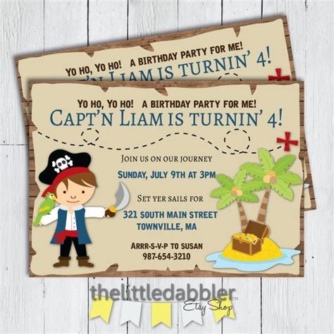 Printable Pirate Birthday Party Invitation Pirate Treasure Etsy