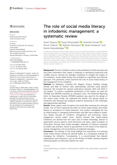 Pdf The Role Of Social Media Literacy In Infodemic Management A