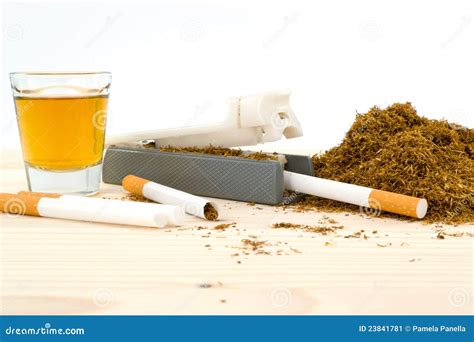 Whiskey, Tobacco and Cigarette Stock Image - Image of smoke, cigarettes ...