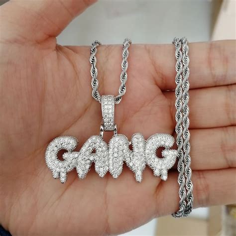 Wholesale Men Cz Gang Pendant Iced Out Cubic Zircon Necklace Hip Hop