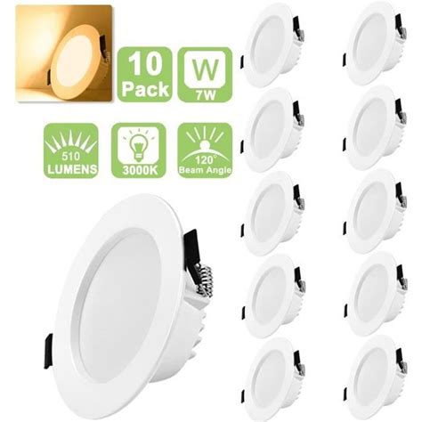 Gr4tec Lot De 10 Spot Led Encastrable Extra Plat 115h35 Mm 220v 7w Eqv70w 550lm Spot De