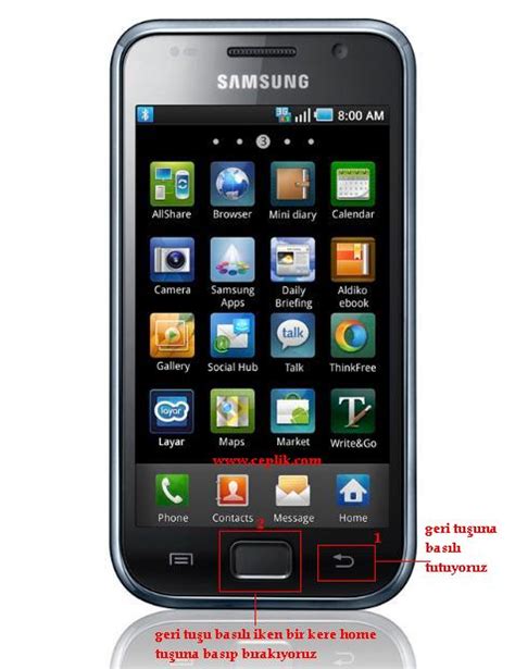 Samsung Galaxy S I Ekran G R Nt S Kaydetme Ceplik