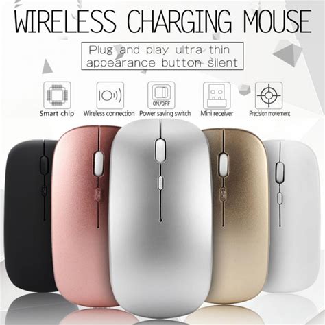 Купить Беспроводная мышь RYRA 2,4G, USB перезаряжаемая мышь с зарядкой ...