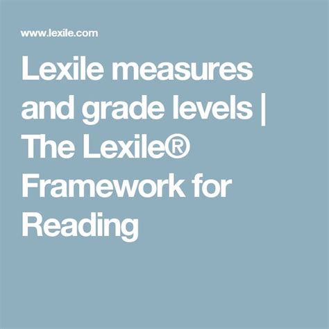 Lexile measures and grade levels | The Lexile® Framework for Reading ...