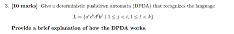 Solved Marks Give A Deterministic Pushdown Automata Chegg