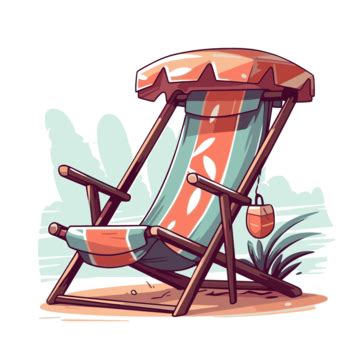 Beach Chair Sticker Clipart Orange Beach Chair Under Umbrella Vector