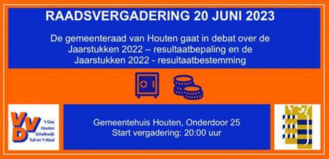 Vvd De Houtense Vvd Raadsvergadering 20 Juni Over Jaarstukken 2022