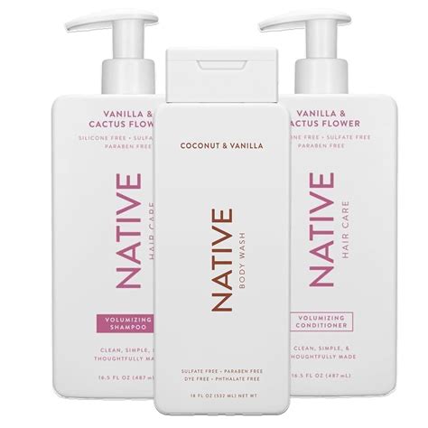 Native Shampoo And Conditioner And Body Wash Bundle 4 Pack Naturally Derived