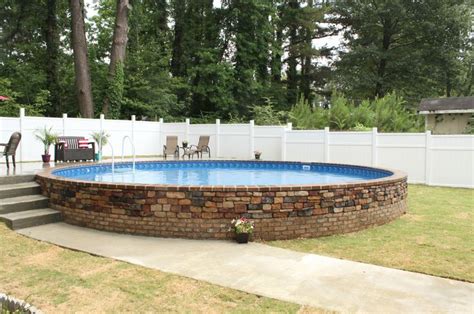 Semi In Ground Pools Partial In Ground Hybrid Pool Nashville