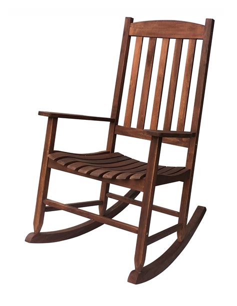 Mainstays Outdoor Wood Porch Rocking Chair Dark Brown Color Weather