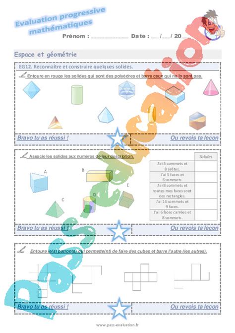 Reconna Tre Et Construire Quelques Solides Examen Evaluation