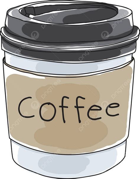 Illustration Of A Handdrawn Vector Art Take Away Coffee Cup Vector