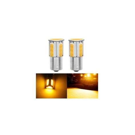 Ampoules LED BAU15S ORANGE 1156 PY21W COB Clignotants Repetiteurs