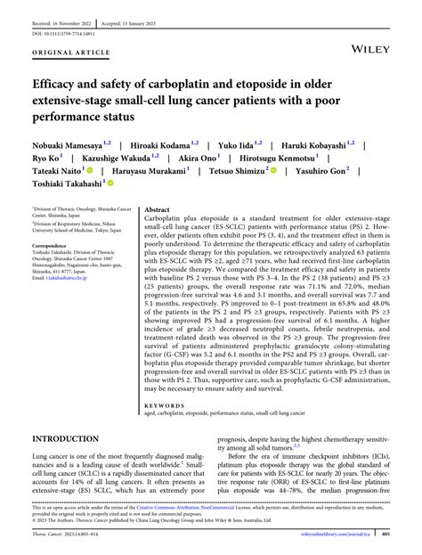 PDF Efficacy And Safety Of Carboplatin And Etoposide In Older