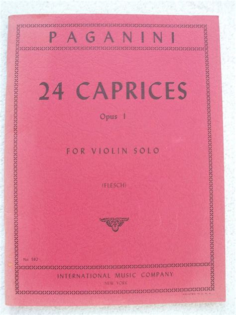 Paganini 24 Caprices Opus 1 For Violin Solo Flesch