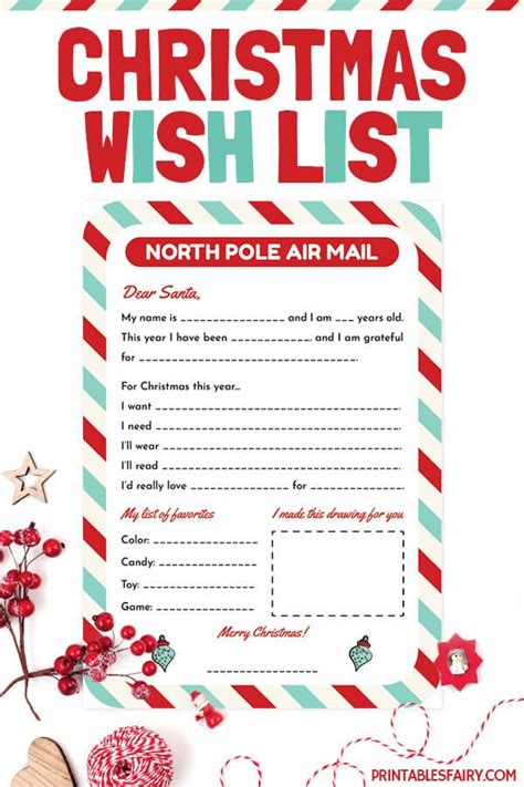 Free Printable Christmas Wish List Artofit