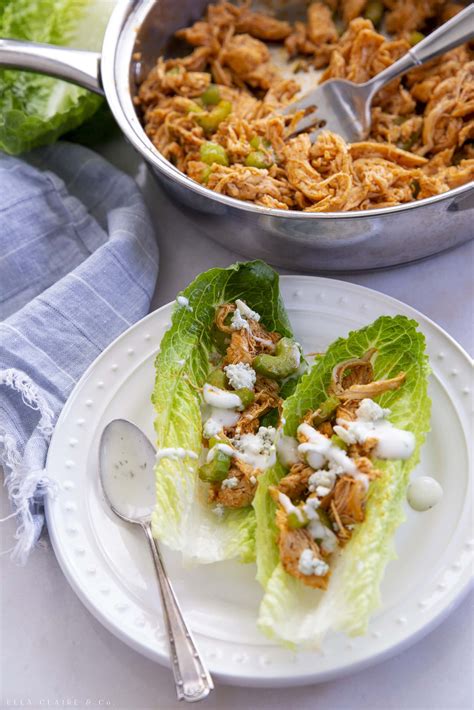 Delicious Buffalo Chicken Lettuce Wraps Ella Claire And Co